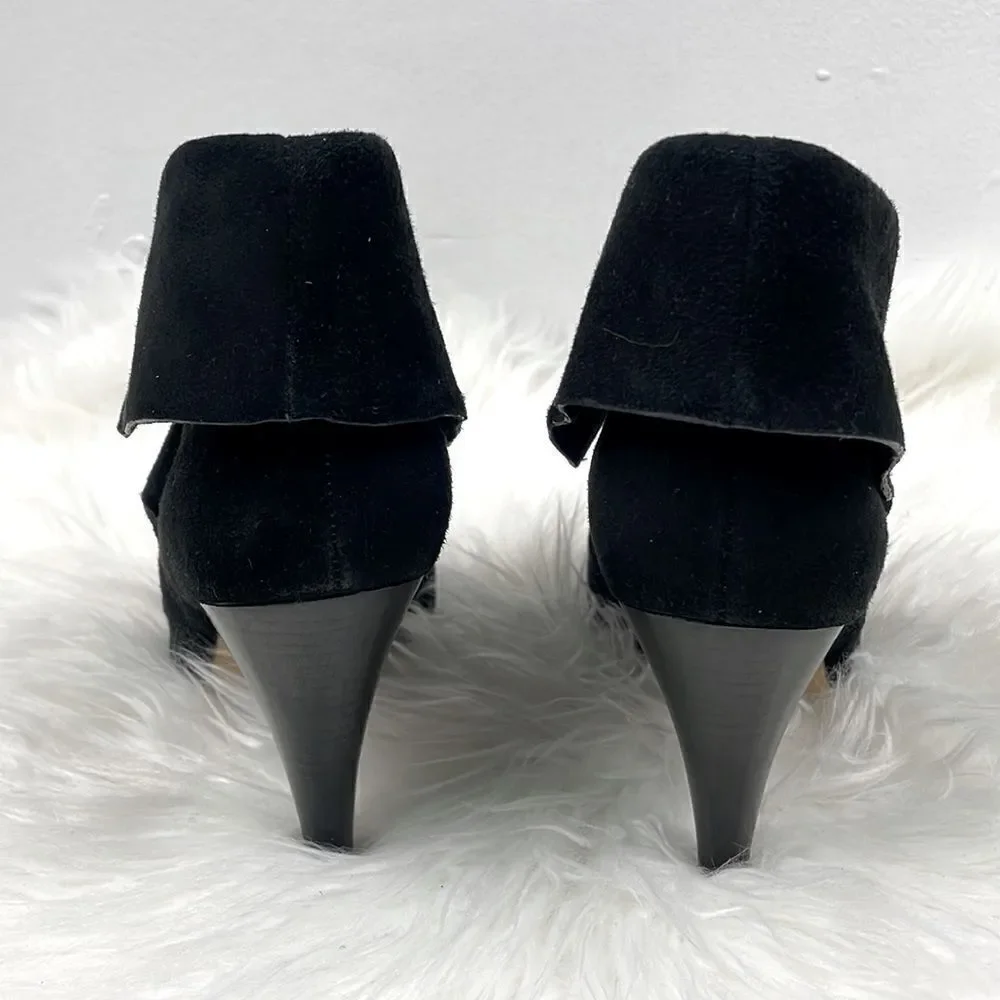 VIA SPIGA black suede ankle heel booties 7 M